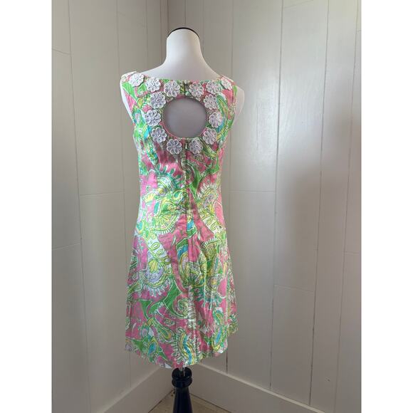 Lilly Pulitzer Pink & Green Floral Mini Dress, Size 0 - Picture 3 of 8